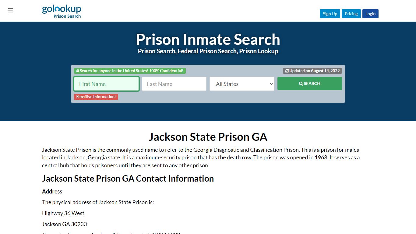 Jackson State Prison, State Prison Jackson